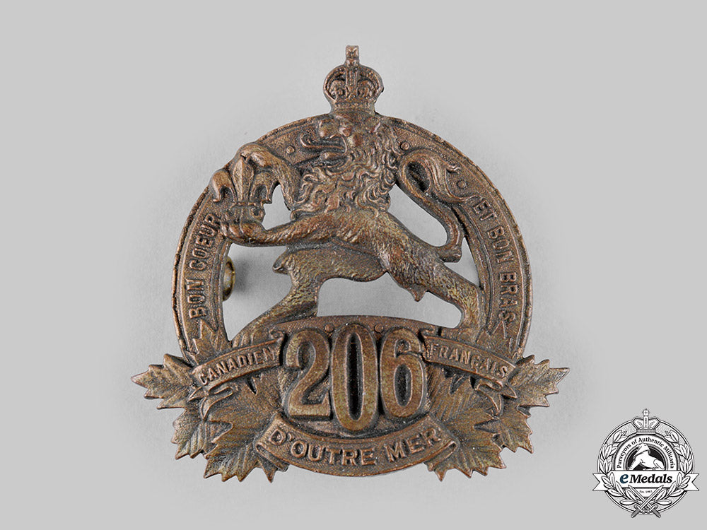 canada,_cef._a206_th_infantry_battalion"_canadiens_français"_cap_badge,_c.1918_m19_18664