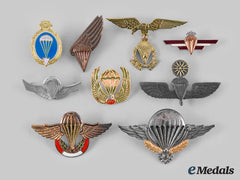 International. A Lot Of Nine Parachutist Badges