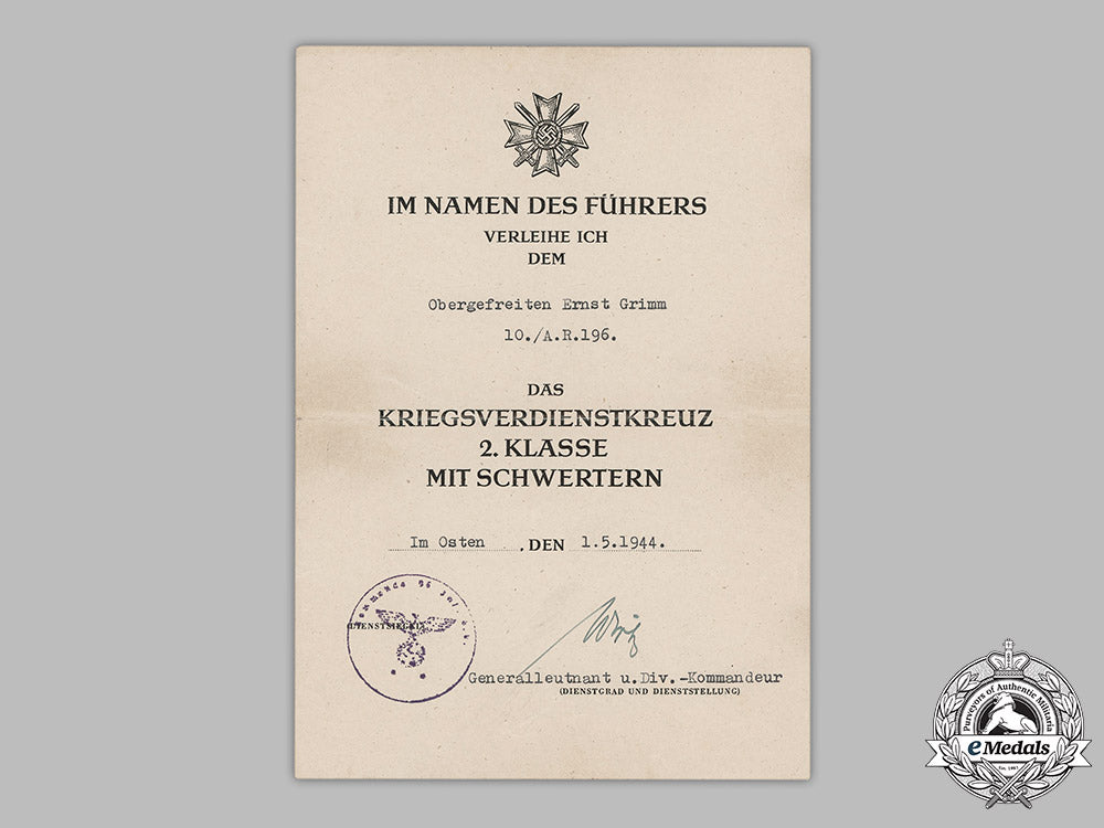 germany,_heer._a_war_merit_cross_ii_class_with_swords_award_document,_signed_by_dkis_winner_generalleutnant_richard_wirtz,1944_m19_3060