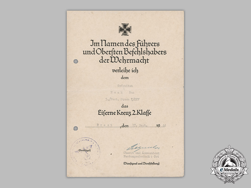 germany,_heer._an_ek2_award_document_to_defender_of_fortress_brest_signed_by_oak_leaves_recipient_oberst_pietzonka_m19_4775_1