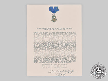 united_states._a_signed_photograph_of_moh_recipient,_paul_bert_huff,_february1944,509_th_parachute_infantry_battalion_m20_042_mnc4093_1