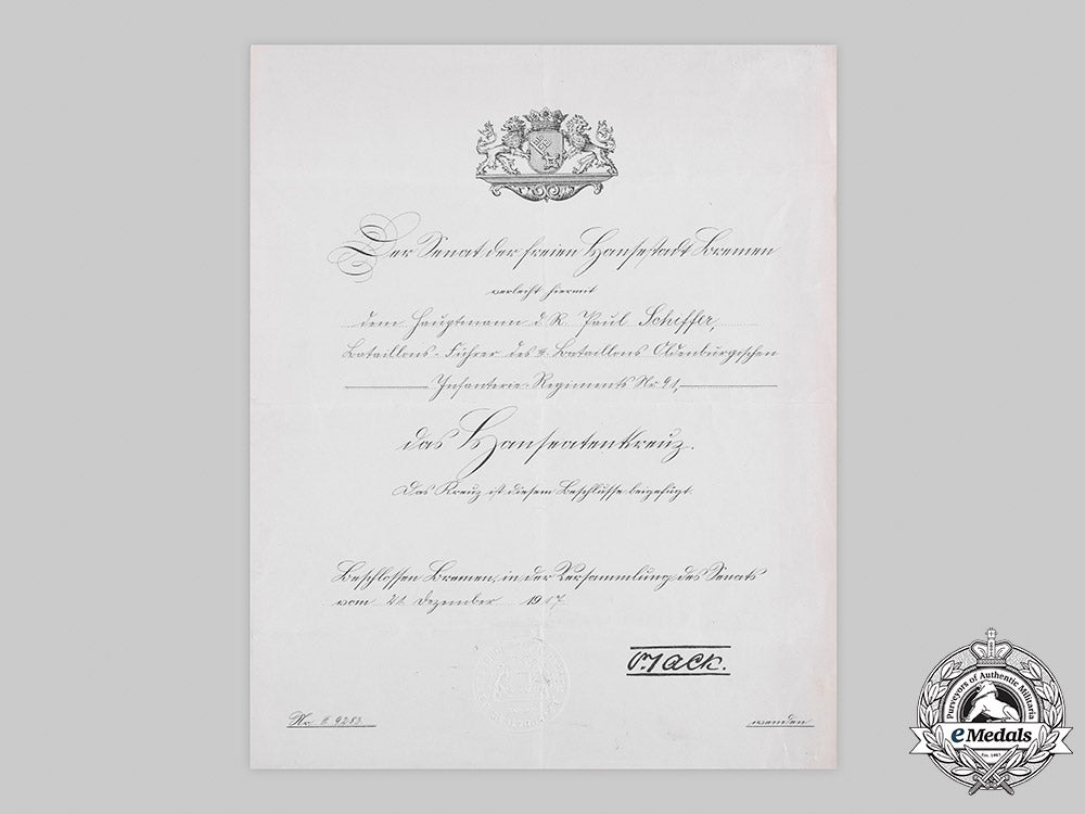 germany,_imperial._a_bremen_hanseatic_cross_certificate_to_hauptmann_and_battalion_leader_schiffer,1917_m20_307m20_299_emd6206