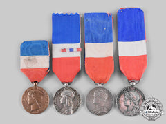 France, Iii Republic. Lot Of Four Honour Medals