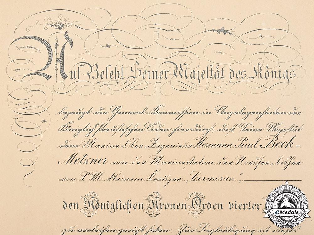 germany,_imperial._a_document_for_prussian_crown_order_iv_class_to_navy_engineer_bock-_metzner1900_m21_407