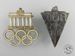 Two 1936 German Olympic Badges