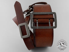 A Double Claw Open Buckle With Brown Leather Belt & Shoulder Strap