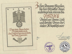 A Large And Decorative Nsdap Condolence Letter