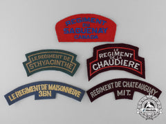 Five Second War French Canadian Regimental Shoulder Flashes