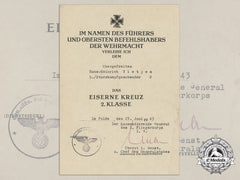 An Award Document For Iron Cross 2Nd Class 1939; Sturzkampfgeschwader 2