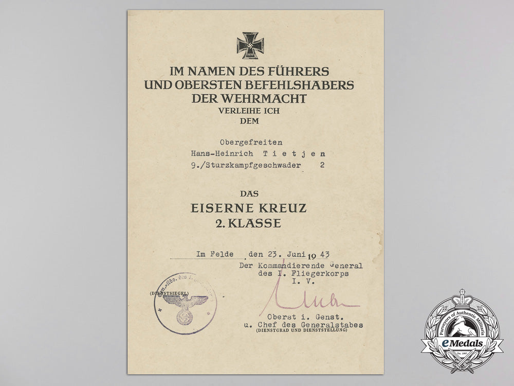 an_award_document_for_iron_cross2_nd_class1939;_sturzkampfgeschwader2_s_490
