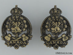 Wwi 242Nd Infantry Battalion Collar Badge Pair