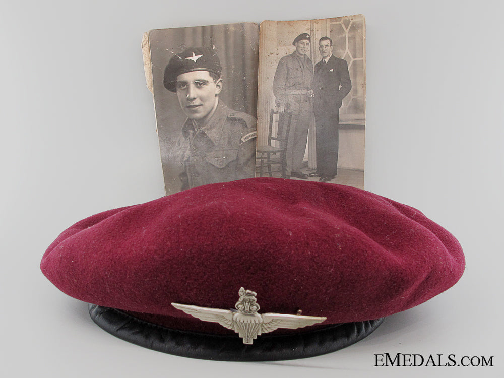 Wwii 1944 British Parachute Regiment Beret With Photographs Emedals